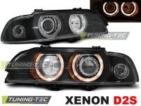 P�edn� sv�tla BMW E39, 1995-2000, Angel Eyes, �ern� black XENON, elektrick� s motorky